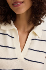 Load image into Gallery viewer, Nayla Sleevless Knit Top in Milk/Blue
