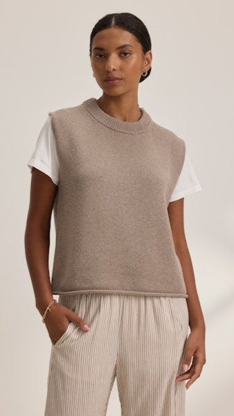 Paola Cap Sleeve Sweater Vest in Mink