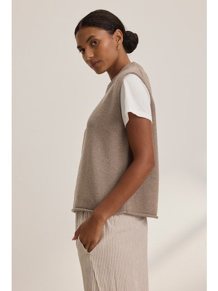 Paola Cap Sleeve Sweater Vest in Mink