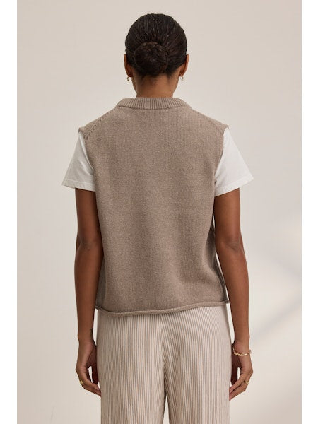 Paola Cap Sleeve Sweater Vest in Mink