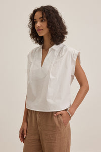 Florence Sleeveless Collar Top in Passion