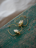Load image into Gallery viewer, Pair of Parakeets on Heart Hoop Earrings
