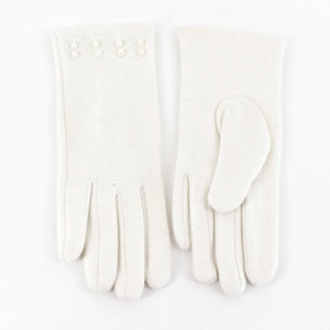 Pearl Embellished Gloves in Ivory