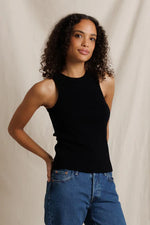 Load image into Gallery viewer, Daphne Rib Tank in True Black

