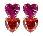 Load image into Gallery viewer, Double Heart Studs in Fuchsia and Orange
