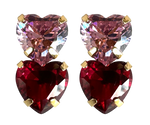 Load image into Gallery viewer, Double Heart Studs in Pink/Magenta
