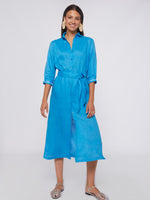 Load image into Gallery viewer, Antonella Dress in Blue Linen
