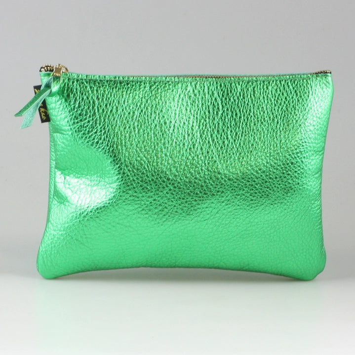 The Metallic Monroe Everyday Pouch in Emerald