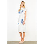 Load image into Gallery viewer, Floral Embroidered Dress in White/Blue
