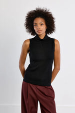 Load image into Gallery viewer, Thin Sleeveless Turtleneck Sweater in Black
