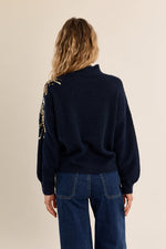 Load image into Gallery viewer, Dynasty Mock Neck Sweater in Navy
