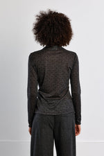 Load image into Gallery viewer, Semi-Sheer Flocked Heart Top in Dark Grey
