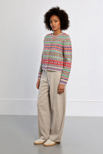 Load image into Gallery viewer, Rainbow Fair Isle Cardigan in Off White
