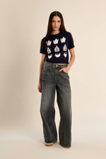 Load image into Gallery viewer, Tea House Knit Sweater in Navy
