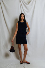 Load image into Gallery viewer, Emery Loop Terry Mini Skirt in Navy
