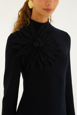 Load image into Gallery viewer, Long Sleeve Flower Maxi Dress in Black
