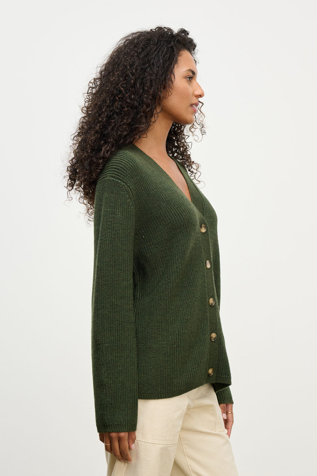 Monet V-Neck Cardigan in Pine