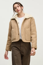Load image into Gallery viewer, Amara Reversible Sherpa Jacket in Sand
