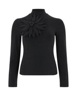 Load image into Gallery viewer, Long Sleeve Flower Top in Black
