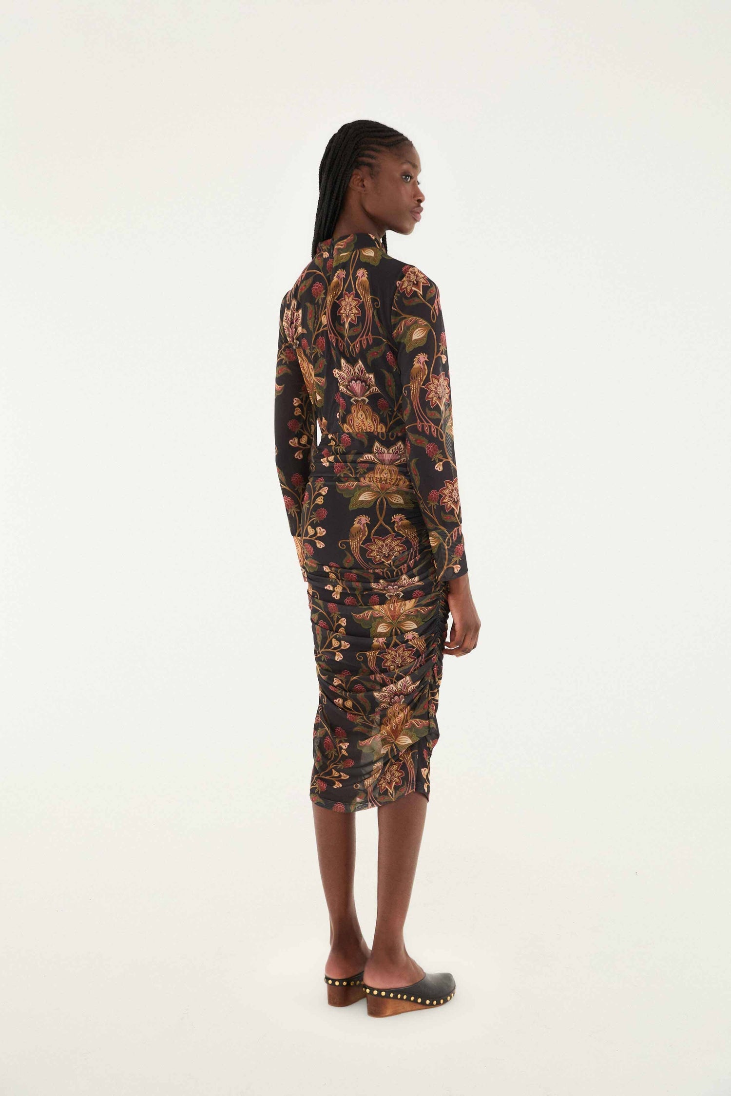 Berry Garden Tulle Midi Dress in Black