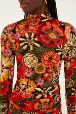 Load image into Gallery viewer, Flowershop Ruched Waist Jersey Blouse in Black
