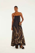 Load image into Gallery viewer, Garden Silhouette Slip Midi Dress in Black
