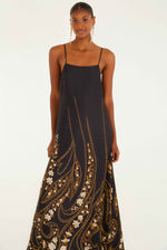 Load image into Gallery viewer, Garden Silhouette Slip Midi Dress in Black
