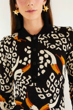 Load image into Gallery viewer, Tucanissimo Polo Knit Top in Black
