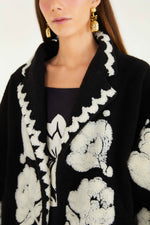 Load image into Gallery viewer, Floral Arabesque Fleece Coat in Black
