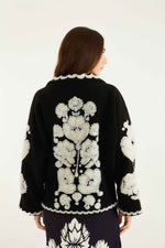 Load image into Gallery viewer, Floral Arabesque Fleece Coat in Black
