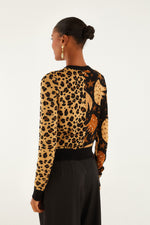 Load image into Gallery viewer, Banana Leopard Mixed Cardigan in Multi
