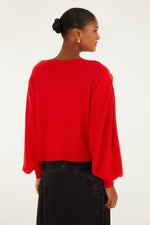 Load image into Gallery viewer, Heartful Knit Cardigan in Red

