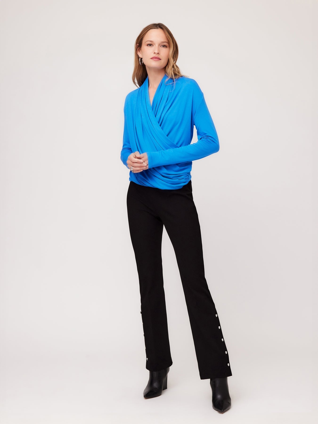 Blouson Wrap Top in Blue