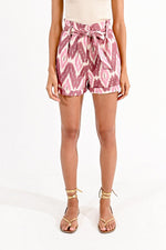 Load image into Gallery viewer, Batik Pattern Paper Bag Shorts in Pink Anju
