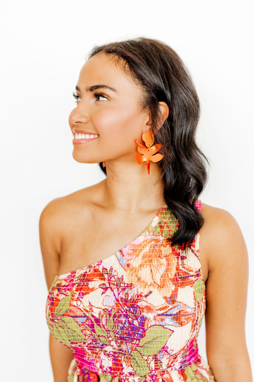 Flora Earrings in Metallic Orange