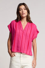 Load image into Gallery viewer, Tallulah Cap Sleeve Top in Pink/Red
