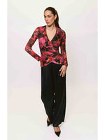 Load image into Gallery viewer, Evia Faux Wrap Blouse in Abstract Pink Multi
