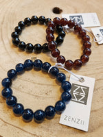 Load image into Gallery viewer, Glossy Glass Bead Stretch Bracelet in Navy
