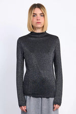 Load image into Gallery viewer, Iridescent Mock Neck Top in Black
