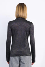 Load image into Gallery viewer, Iridescent Mock Neck Top in Black
