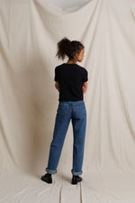Load image into Gallery viewer, Isa Sweater Rib Short Sleeve Top in True Black
