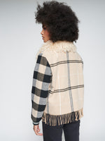 Load image into Gallery viewer, Bomber Jacket in Camel Check Fringe
