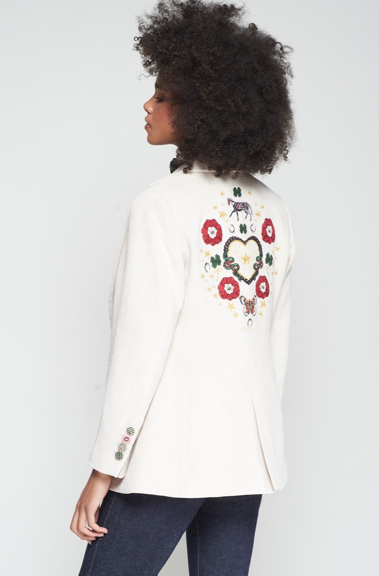 Rock Corduroy Embroidery Blazer in Pana Equestrian