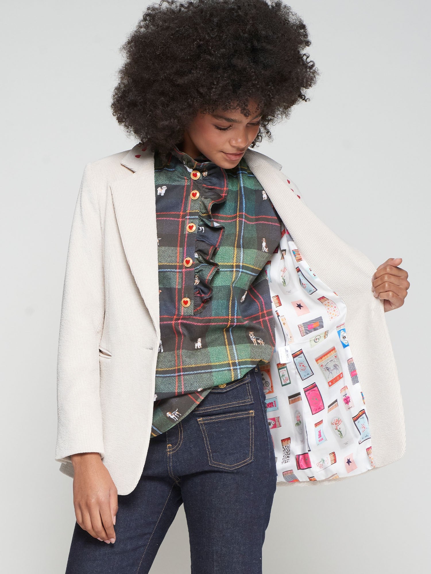 Rock Corduroy Embroidery Blazer in Pana Equestrian