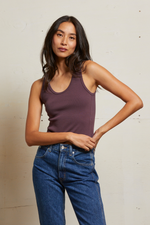 Load image into Gallery viewer, Blondie Rib Tank in Plum
