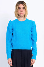 Load image into Gallery viewer, Structured Puff Sleeve Sweater in Blue
