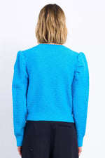 Load image into Gallery viewer, Structured Puff Sleeve Sweater in Blue
