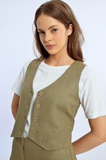 Load image into Gallery viewer, Linen Vest in Khaki
