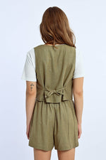 Load image into Gallery viewer, Linen Vest in Khaki
