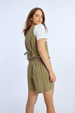Load image into Gallery viewer, Linen Vest in Khaki
